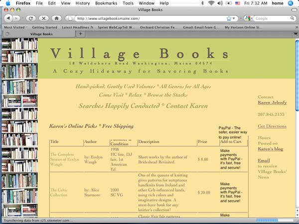 image of homepage for Village Books in Washington, Maine